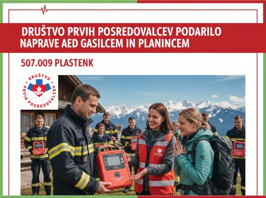 Društvo prvih posredovalcev je gasilcem in planincem podarilo naprave AED