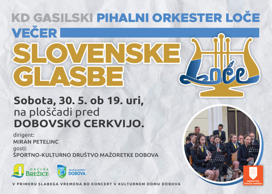 Večer slovenske glasbe: KD Gasilski pihalni orkester Loče vas vabi na nepozaben poletni koncert